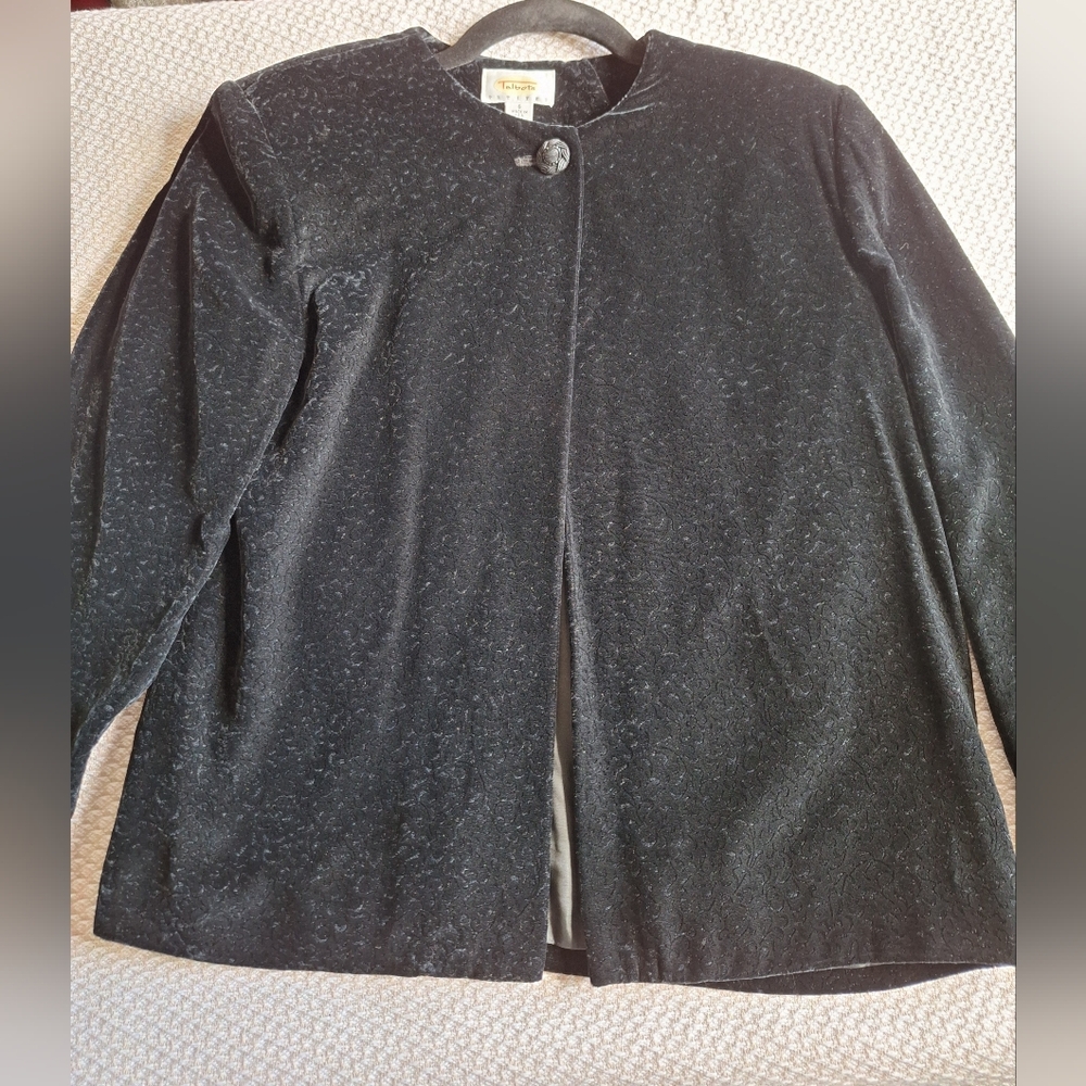 Talbots Black Velvet Patterned Blazer
